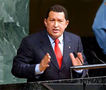 Imaxe de arquivo de Ch&aacute;vez na ONU en 2006