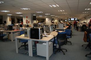 Redacci&oacute;n do xornal 20 minutos, que recentemente viu reducido o seu persoal