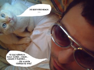 Rub&iacute;n e o seu gato am&oacute;sanse ilusionados no blog 'De tripas coraz&oacute;n'