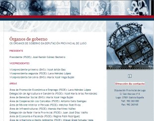 P&aacute;xina da deputaci&oacute;n luguesa sobre os &oacute;rganos de goberno