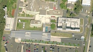 Vista a&eacute;rea das instalaci&oacute;ns da CRTVG en San Marcos