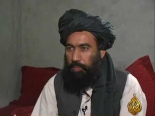 O mul&aacute; Dadullah, nunha entrevista a Al Jazeera