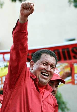 O presidente do PSUV Hugo Ch&aacute;vez en campa&ntilde;a