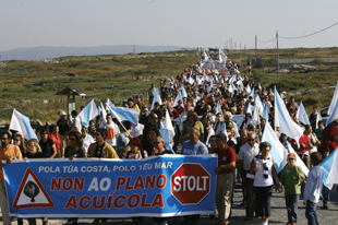 Manifestaci&oacute;n en Corrubedo contra o Plano Acu&iacute;cola a principios de novembro