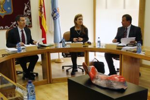 Guerra, &aacute; dereita, conversa co presidente Feijoo