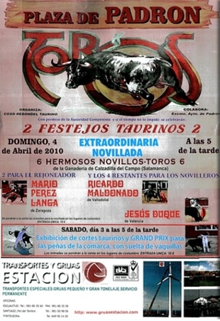 Cartaz anunciando o 'festexo taurino' desta fin de semana en Padr&oacute;n