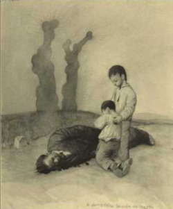 A derradeira lecci&oacute;n do mestre, da serie de debuxos "Galiza m&aacute;rtir"