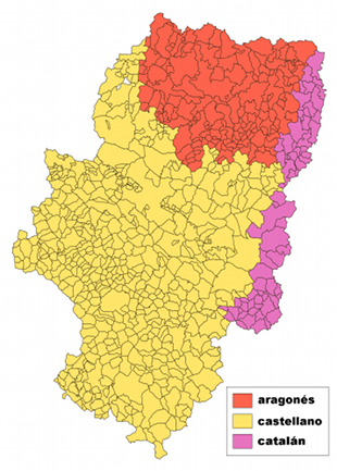 Mapa das linguas faladas en Arag&oacute;n / Muro de Aguas - Wikipedia