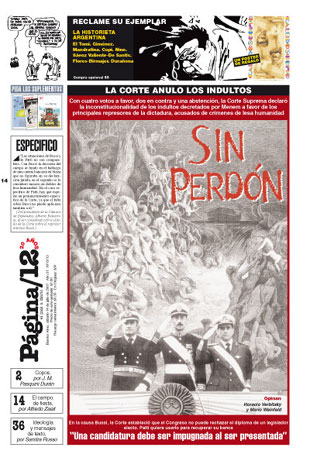 Portada do diario arxentino P&aacute;gina 12