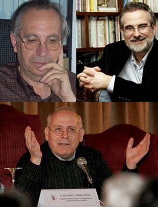 Arriba, Andr&eacute;s Torres Queiruga e Victorino P&eacute;rez Prieto (Fotos: galegos.info) Abaixo, Segundo P&eacute;rez L&oacute;pez