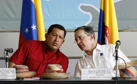 Ch&aacute;vez e Uribe, nun encontro anterior entre os presidentes