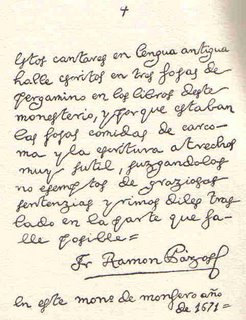 Falso manuscrito de Frei Ram&oacute;n Pazos