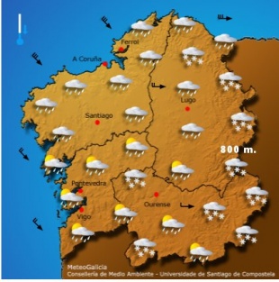 Predicci&oacute;n para este venres &aacute; tardi&ntilde;a / MeteoGalicia