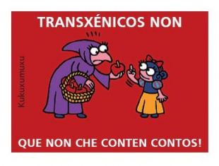 Un dos dese&ntilde;os empregados na campa&ntilde;a contra a introduci&oacute;n de alimentos transx&eacute;nicos