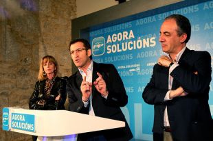 Feijoo cos candidatos do PPdeG, Carmen Fraga e Mill&aacute;n Mon