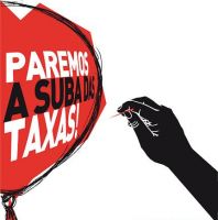 Detalle dun cartaz dos Comit&eacute;s, demandando a paralizaci&oacute;n da suba das taxas universitarias